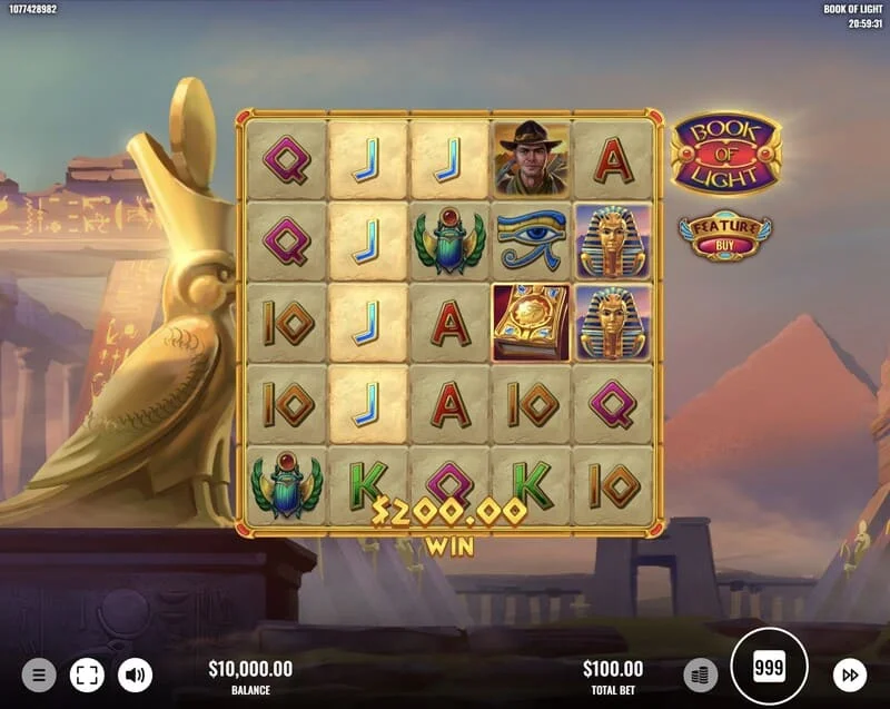 Book of Lights – wygrywająca linia w grze podstawowej z Multiplier Wild